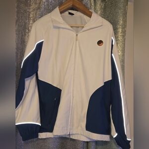 Vtg Michael Jordan Windbreaker Jacket White Blue Holographic 23 Patch Y2K Mens L